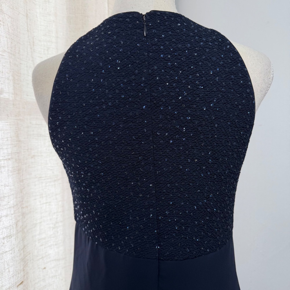90s Y2K Vintage David Warren Glitter Dress Sparkles Navy Blue Women's Size 6 - Picture 8 of 11